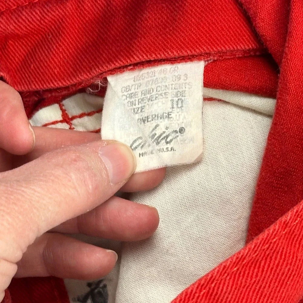 Vintage 90s Chic High Waisted Denim Shorts Red Mom Size 10 Made in‎ USA